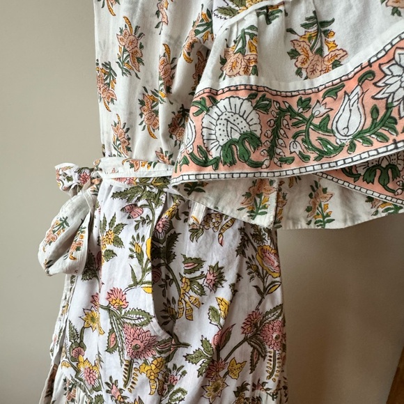 NWOT Sue Sautor Hamilton Floral Kaftan Dress Sherbert tiered maxi. Large - Picture 5 of 11